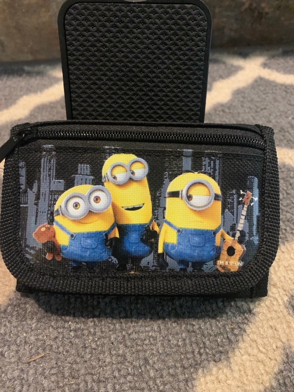 Kids Wallet - Black with Yellow Minion Design